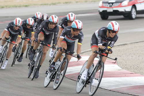 Paul Fraughton | Salt Lake Tribune
Riders on the Radioshack team round a curve at the team time trial at  the second stage of the Tour of Utah held at Miller Motorsports Park.  Radioshack finished in third place.
 Wednesday, August 8, 2012
