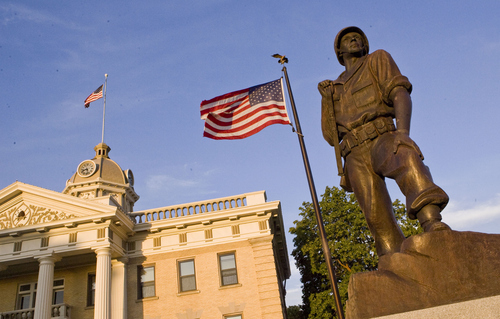 Keith Johnson | The Salt Lake Tribune

Veterans memorial in front of the Box Elder County Courthouse in Brigham City, Utah July 30, 2012.