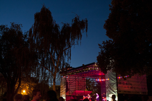 Chris Detrick  |  The Salt Lake Tribune
Divine Fits perform during the Twilight Concert Series at Pioneer Park Thursday August 9, 2012.