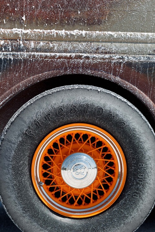 Trent Nelson  |  The Salt Lake Tribune
Salt caked on a car at the 64th annual Speed Week at the Bonneville Salt Flats, Utah Saturday, August 11, 2012.