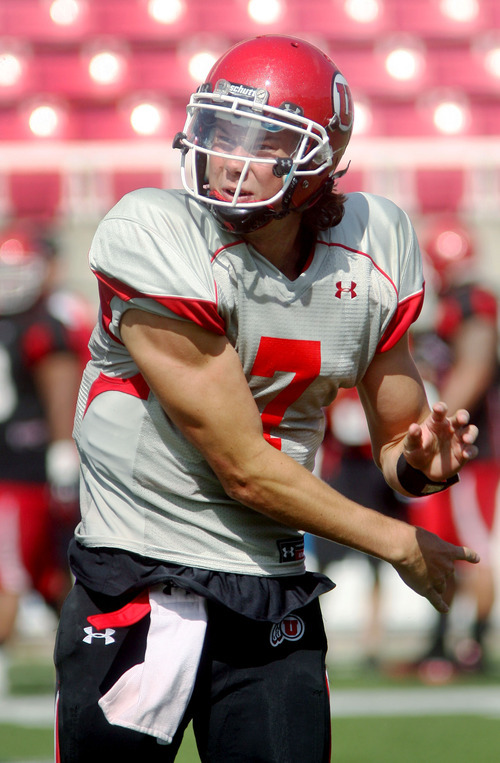 Steve Griffin | The Salt Lake Tribune


Utah quarterback Travis Wilson follows through on a pass during a scrimmage Aug. 9, 2012.
