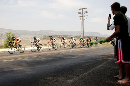 Jeremy Harmon  |  The Salt Lake Tribune

Spectators watch as during Stage 6 of the Tour of Utah arrives in Heber on Sunday, August 12, 2012.