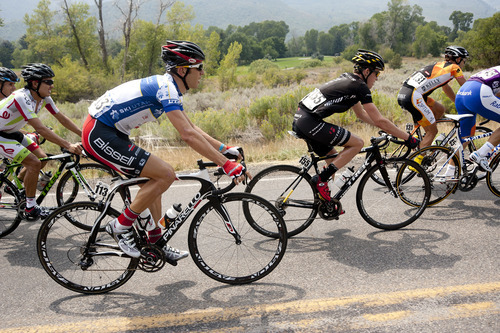 Jeremy Harmon  |  The Salt Lake Tribune

Riders race past Wasatch Mountain State Park during Stage 6 of the Tour of Utah on Sunday, August 12, 2012.