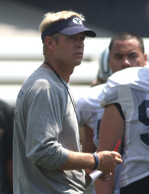 Rick Egan  | The Salt Lake Tribune 

BYU head coach Bronco Mendenhall at the scrimmage at LaVell Edwards StadiumThursday, August 9, 2012.