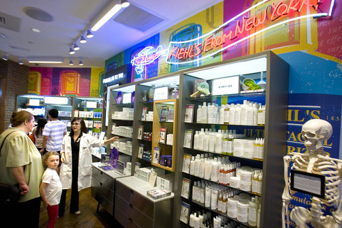 Paul Fraughton | Salt Lake Tribune
Customers  shop at Kiehl's, a NewYork City based skin care retailer that held the grand opening of its first Utah store at Fashion Place mall.
 Tuesday, August 14, 2012