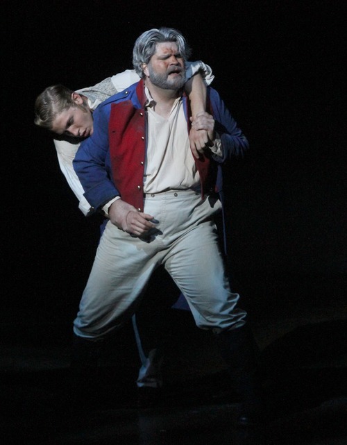 Rick Egan  | The Salt Lake Tribune 

J. Michael Bailey plays Jean ValJean while Brian Vaughn plays Javert in the Utah Shakespeare Festival production of 