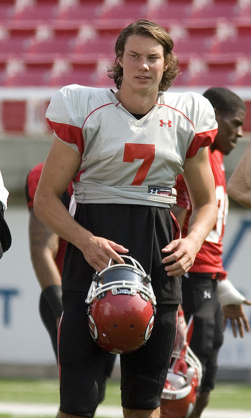 Paul Fraughton | The Salt Lake Tribune
Utah backup quarterback Travis Wilson practices Tuesday, Aug. 14, 2012.
