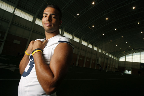 Francisco Kjolseth  |  The Salt Lake Tribune
BYU football's annual media day gets ready to showcase the team throughout the season, including Kyle Van Noy #3 on Tuesday, August 7, 2012, at the indoor practice facility.