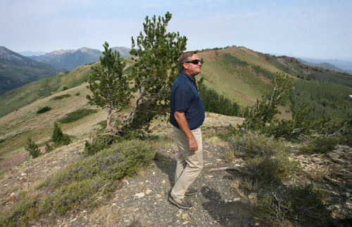 Steve Griffin | The Salt Lake Tribune


Mike Goar, managing director of Canyons Resort, stands on a ridge line high above Solitude Mountain Ski Resort and Canyons Resort Monday August 13, 2012.  SkiLink is a proposed gondola that would  connect the two resorts and be constructed near this area.