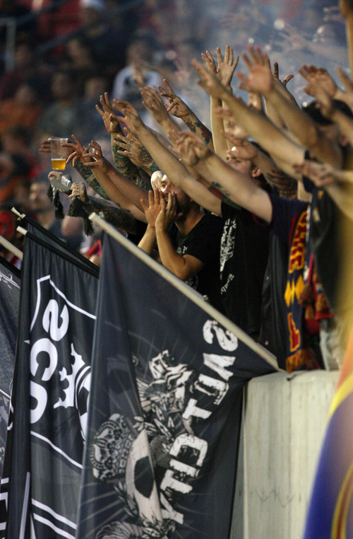 Steve Griffin | The Salt Lake Tribune


Real Salt Lake fans scream their support during a Champions League game against Tauro FC at Rio Tinto Stadium in Sandy on Tuesday, Aug. 21, 2012.