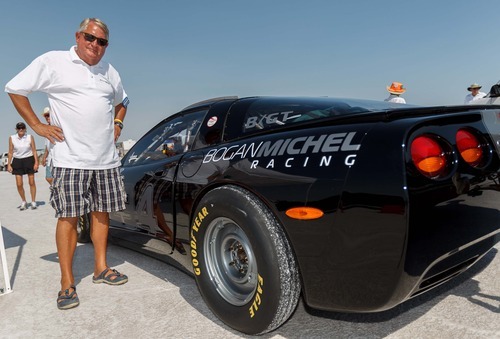 Trent Nelson  |  The Salt Lake Tribune
George Michel with the Corvette he was driving at the 64th annual Speed Week at the Bonneville Salt Flats earlier this month.