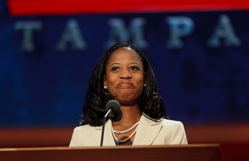 Trent Nelson  |  The Salt Lake Tribune
Utah congressional candidate Mia Love was one of the few minority speakers in the lineup of speakers at the Republican National Convention in Tampa, Fla.