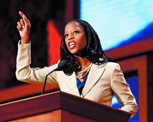 Trent Nelson  |  The Salt Lake Tribune
Utah congressional candidate Mia Love speaks on the first day of the Republican National Convention in Tampa, Florida, on Tuesday.