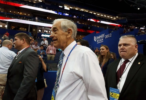 Trent Nelson  |  The Salt Lake Tribune
Ron Paul walks the floor on the first day of the Republican National Convention in Tampa, Florida, Tuesday, August 28, 2012.