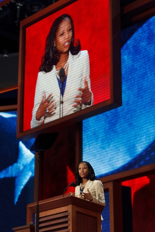 Trent Nelson  |  The Salt Lake Tribune
Utah congressional candidate Mia Love got rousing applause during her Tuesday night speech at the Republican National Convention that began with a video biography of the Saratoga Springs mayor.