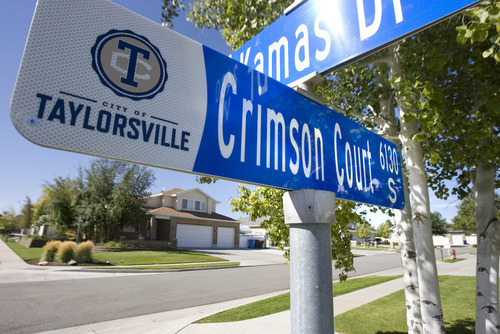 Paul Fraughton | The Salt Lake Tribune
The street sign at 6130 South and 2480 West in Taylorsville name the cul-de-sac 