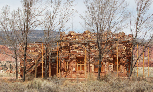 Francisco Kjolseth  |  The Salt Lake Tribune

Sandstone house under perpetual construction on the western edge of Torrey, Utah.