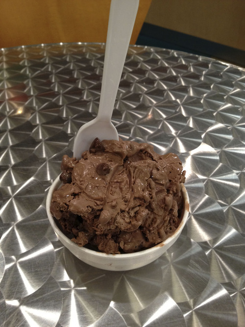 Vince Horiuchi  |  The Salt Lake Tribune
A scoop of chocolate-chocolate chip ice cream at Nitro Freeze in Salt Lake City.