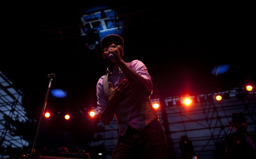Lennie Mahler  |  The Salt Lake Tribune
Aloe Blacc performs in the final night of the Twilight Concert Series on Thursday, Aug. 30, 2012 at Pioneer Park.