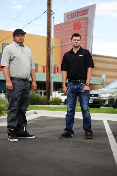 Kim Raff |  The Salt Lake Tribune
Legacy Towing owner (right) Schafer Magana and Dustin Shurtleff, the tow truck driver who towed Aaron Zundel's car, stand in the parking lot of 33rd St. Station.