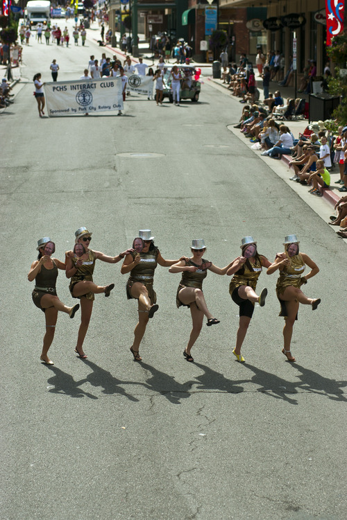 Chris Detrick  |  The Salt Lake Tribune
Representatives from The Egyptian Theatre dance during the 115th annual Miner's Day Parade & Labor Day Celebration in Park City Monday September 3, 2012.