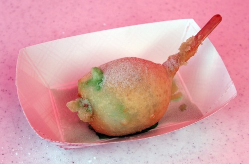 Rick Egan  | The Salt Lake Tribune 

Fried green Jell-O on a stick will be on sale for $5 at the Utah State Fair.