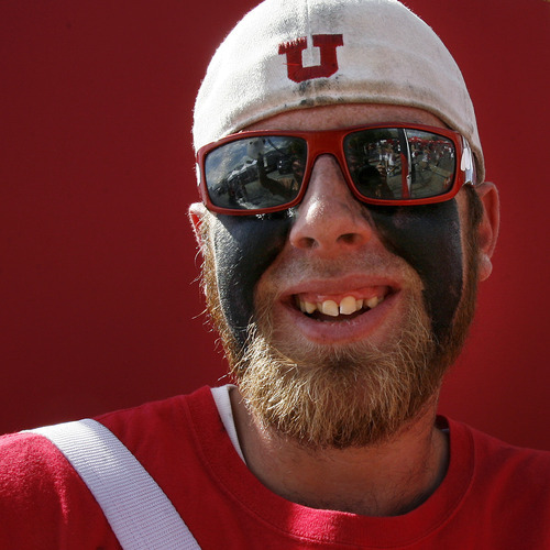 Scott Sommerdorf  |  The Salt Lake Tribune             
Picturing Utes: Kris Burden, of Salt Lake City, attends the tailgating party before the Northern Colorado game on Aug. 30, 2012.