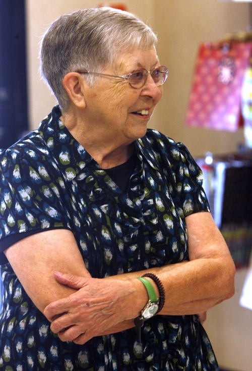 Rick Egan  | The Salt Lake Tribune 

Merle Hansen smiles as she is honored for her 41 years of service at JCPenneyy, Thursday, August 16, 2012.  Merle Hansen has been a store clerk at the JCPenney store in the Valley Fair Mall for 41 years. She was honored by her work colleagues on Thursday morning, before the store opens to customers.
