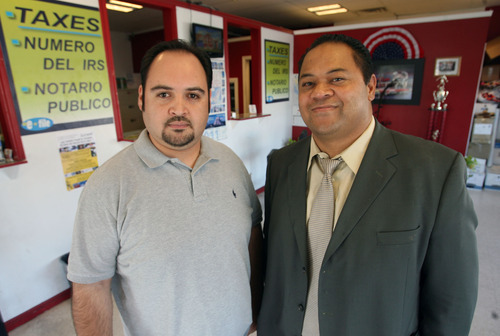 Steve Griffin | The Salt Lake Tribune


Kaisa Kinikini, right, stands with Amigos Insurance owner, Jorge Alvarez,  in West Valley City, Utah Friday September 7, 2012. Kinikini,  a former Tongan Crip Gang member, founded the anti-gang program, Stand a Little Taller, and has partnered with Alvarez who is funding the foundation's soccer programs.