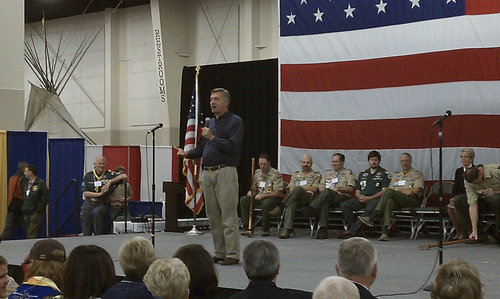 Robert Gehrke  |  The Salt Lake Tribune
U.S. Rep. Jim Matheson is running for a seventh term in Congress, this time in the newly drawn 4th District. Matheson gave introductory remarks and met with Boy Scouts and scoutmasters at the annual Scout-O-Rama in Sandy on May 4.