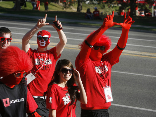 Scott Sommerdorf  |  The Salt Lake Tribune             
Utah fans arrive in costumes at the 