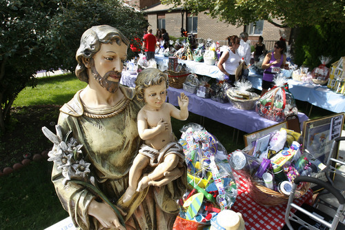 Scott Sommerdorf  |  The Salt Lake Tribune             
A religious sculpture was part of the auction at the Carmelite Monastery's annual fundraiser, Sunday, Septmenber, 16, 2012. The annual fundraiser included at 5K, children's games, music, food, and a silent auction, with all proceeds benefiting the Carmelite nuns.