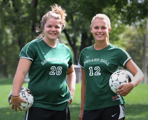 Rick Egan  | The Salt Lake Tribune 

Rowland Hall soccer players Cari Sanyer (left) and Grace Veghte (right) Monday, September 10, 2012.