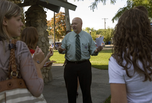 Kim Raff | The Salt Lake Tribune
Second Congressional District candidate Jay Seegmiller talks to volunteers during a kick off event Wednesday eventing to reach Latino voters.