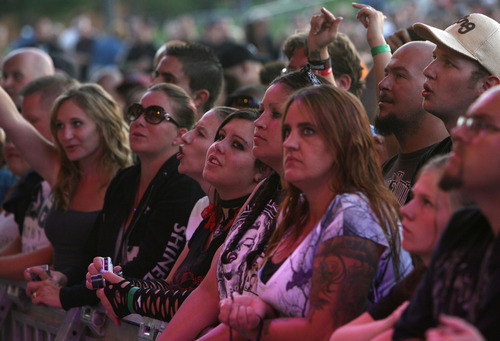 Steve Griffin | The Salt Lake Tribune


Fans listen as Staind plays on the main stage at the Uproar Festival at the Usana Amphitheatre in South Jordan, Utah Wednesday September 19, 2012.