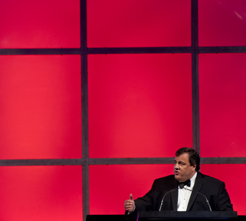 Michael Mangum  |  Special to the Tribune

New Jersey Gov. Chris Christie delivers the keynote address at the 2012 Governor's Gala fundraiser for Gov. Gary Herbert at the Grand America hotel in Salt Lake on Saturday, September 22, 2012.