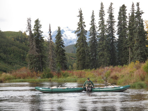 Mike Overcast, operations director of Tordrillo Mountain Lodge in Alaska, brings along the rafts as angler sply the waters of Talachulitna Creek.
| Brett Prettyman/The Salt Lake Tribune