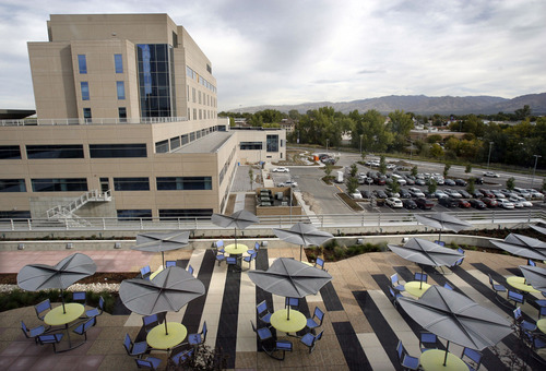 View from the Sorenson Patient Tower to the north building during a tour of the new Intermountain Medical Center in Murray Friday morning.   Rick Egan/The Salt Lake Tribune  9/28/2007