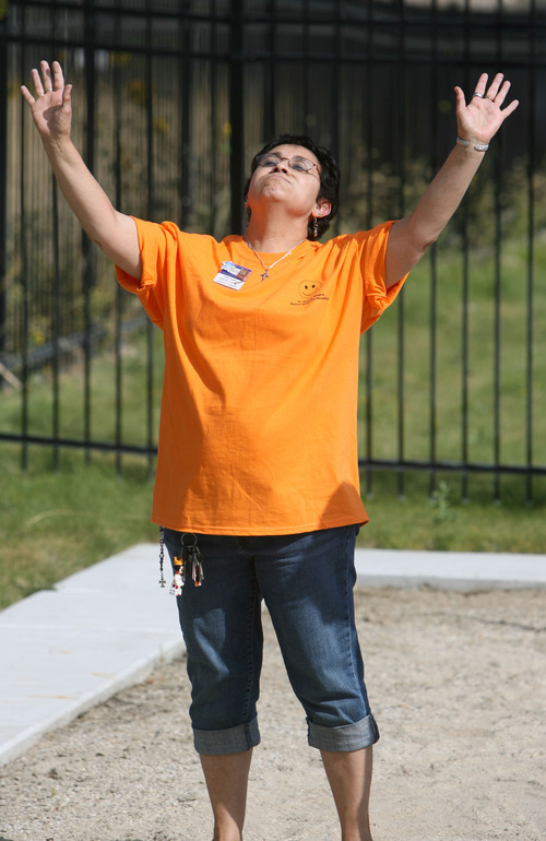 Steve Griffin | The Salt Lake Tribune


 Emily Pugh, of he Kearns Senior Center, throws her hands in the air after she scored a point throwing horse shoe during the Magna Senior Center Wellness Decathlon at the Magna Senior Center in Magna.