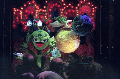 Tribune file photo

This Christmas window display, among many at ZCMI downtown, has aliens made of jelly beans titled 