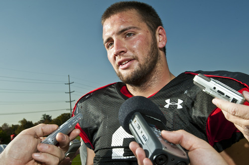 Chris Detrick  |  The Salt Lake Tribune
Utah Utes safety Brian Blechen talks to members of the media after a practice Tuesday September 18, 2012.