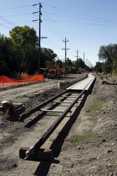 Francisco Kjolseth  |  The Salt Lake Tribune
Tracks to a new street car continue their extension eastward near Fairmont Park. The American Planning Association announced Wednesday that the Fairmont-Sugar House area is among the 