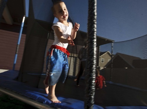 Leah Hogsten  |  The Salt Lake Tribune
Hagen Dickinson, 4, who suffers from moderate to severe autism needs constant supervision when he plays outside to ensure his safety and that he does not escape from the yard.