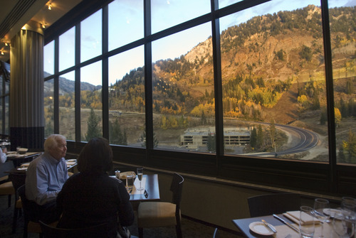 Kim Raff | The Salt Lake Tribune
Walt and Marcia Klement eat dinner at Snowbird's The Aerie on Oct. 4, 2012.