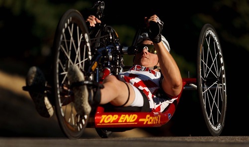Trent Nelson  |  The Salt Lake Tribune
Utahn Muffy Davis is a Paralympic skier who has made the transition to one of the world's top handcyclists.