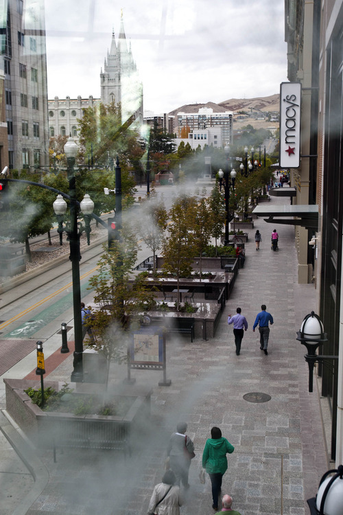 Chris Detrick  |  The Salt Lake Tribune
Shoppers walk around City Creek Center in Salt Lake City Tuesday October 16, 2012.