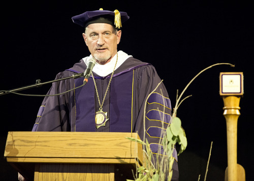 Lennie Mahler  |  The Salt Lake Tribune
New Westminster President Brian Levin-Stankevich delivers his inaugural address Saturday, Oct. 20, 2012, at Westminster College in Salt Lake City, Utah.