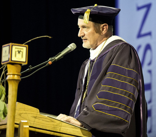 Lennie Mahler  |  The Salt Lake Tribune
New Westminster President Brian Levin-Stankevich delivers his inaugural address Saturday, Oct. 20, 2012, at Westminster College in Salt Lake City, Utah.