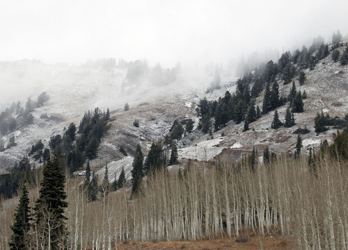 Al Hartmann  |  The Salt Lake Tribune
High peaks above Alta received a skiff of snow from last night's storm.