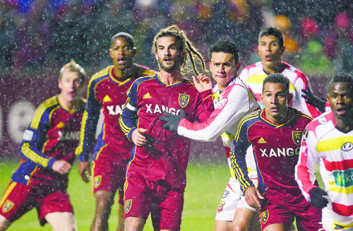 Steve Griffin | The Salt Lake Tribune


Kyle Beckerman and his other Real Salt Lake teammates push into the box as they wait for a corner kick during first half action of the their CONCACAF match against  C.S. Heredianoat Rio TInto Stadium in Sandy, Utah Tuesday October 23, 2012.